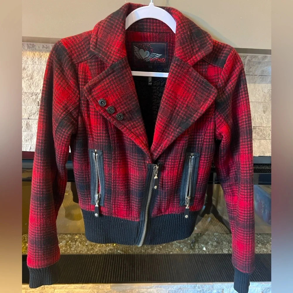 Buffalo David Britton size XS red and black bomber jacket